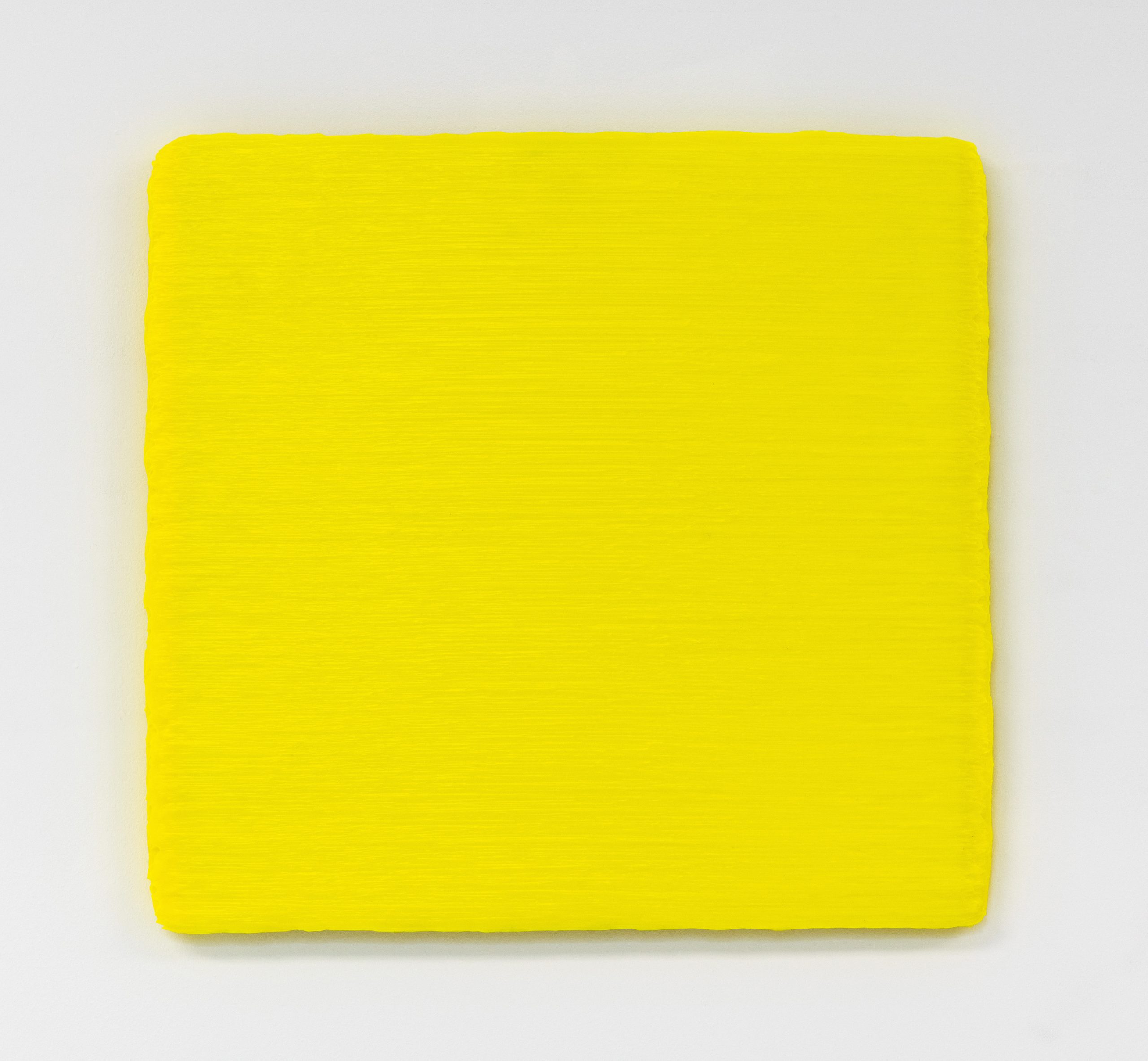 Dieter Villinger, Leuchtgelb Jaune Baryte, 2020, Pigment mit Acryl auf, Baumwollgewebe, 51x54cm, 8.500,- Euro