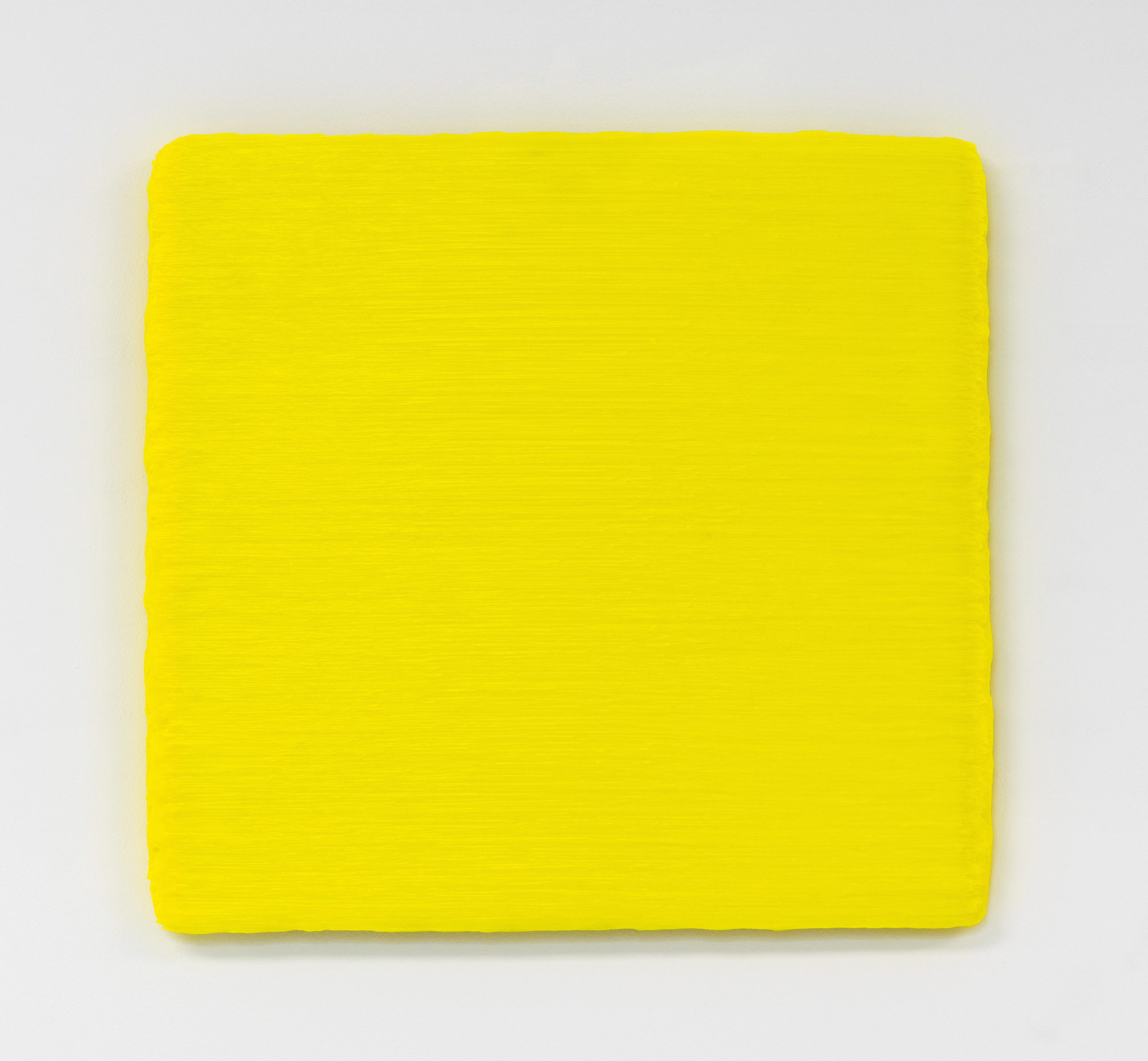 Dieter Villinger, Leuchtgelb Jaune Baryte, 2020, Pigment mit Acryl auf, Baumwollgewebe, 51x54cm, 8.500,- Euro