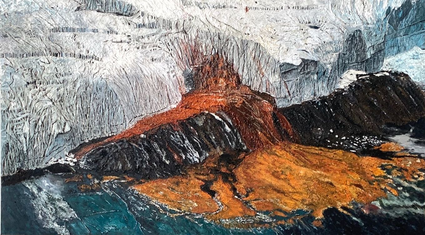 Blood Falls-2023-Oil, Acrylic and Sand on Canvas-90x160cm